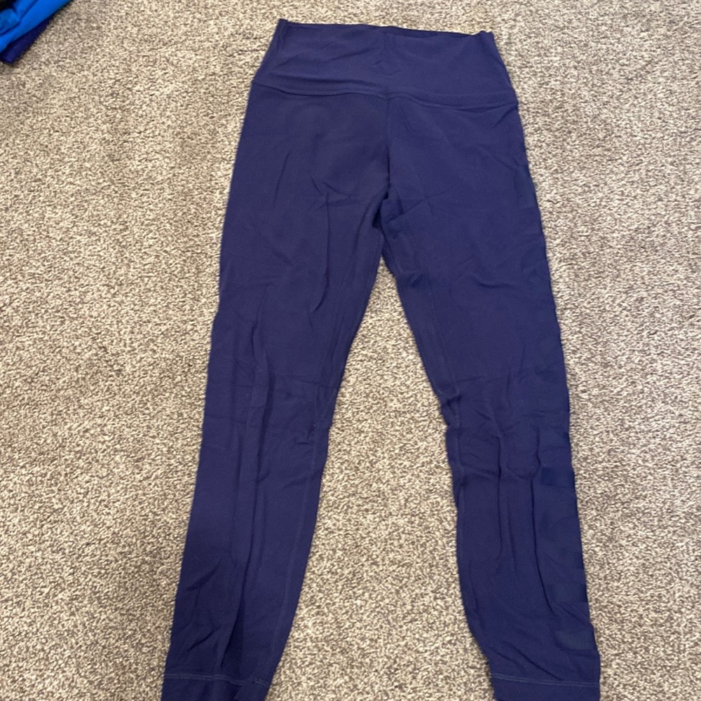 Lululemon align 25”inseam. Size 6. Embroidered down the leg. Navy blue
